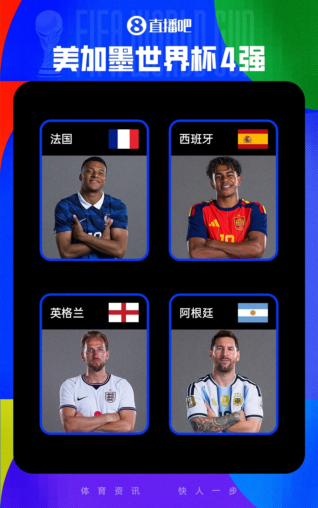 战力BIG4:世界杯四强战绩统计,法国六战全胜独一档