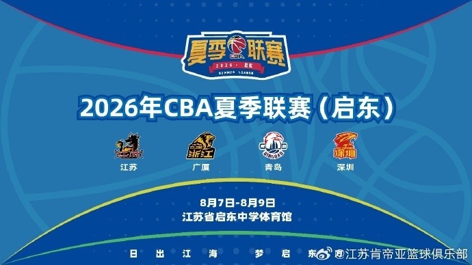夏联启东站赛程出炉 肯帝亚8月7日首秀